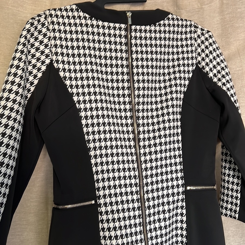 H&M cocktail dress 3/4 sleeve houndstooth print - Picture 5 of 9